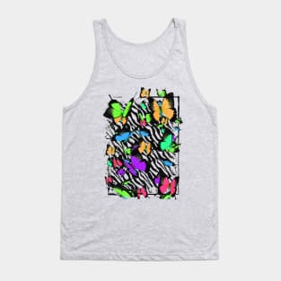 Colorful Papillon - Cute Butterfly - Zebra Pattern - Puzzle Tank Top